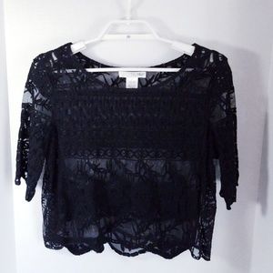 Black Lace cropped Top. Say What? Large
